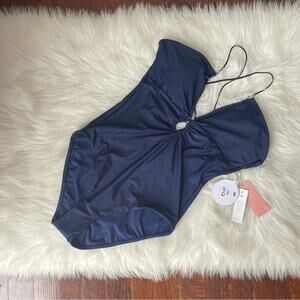 PILYQ Keyhole Braided One Piece Navy NWT
